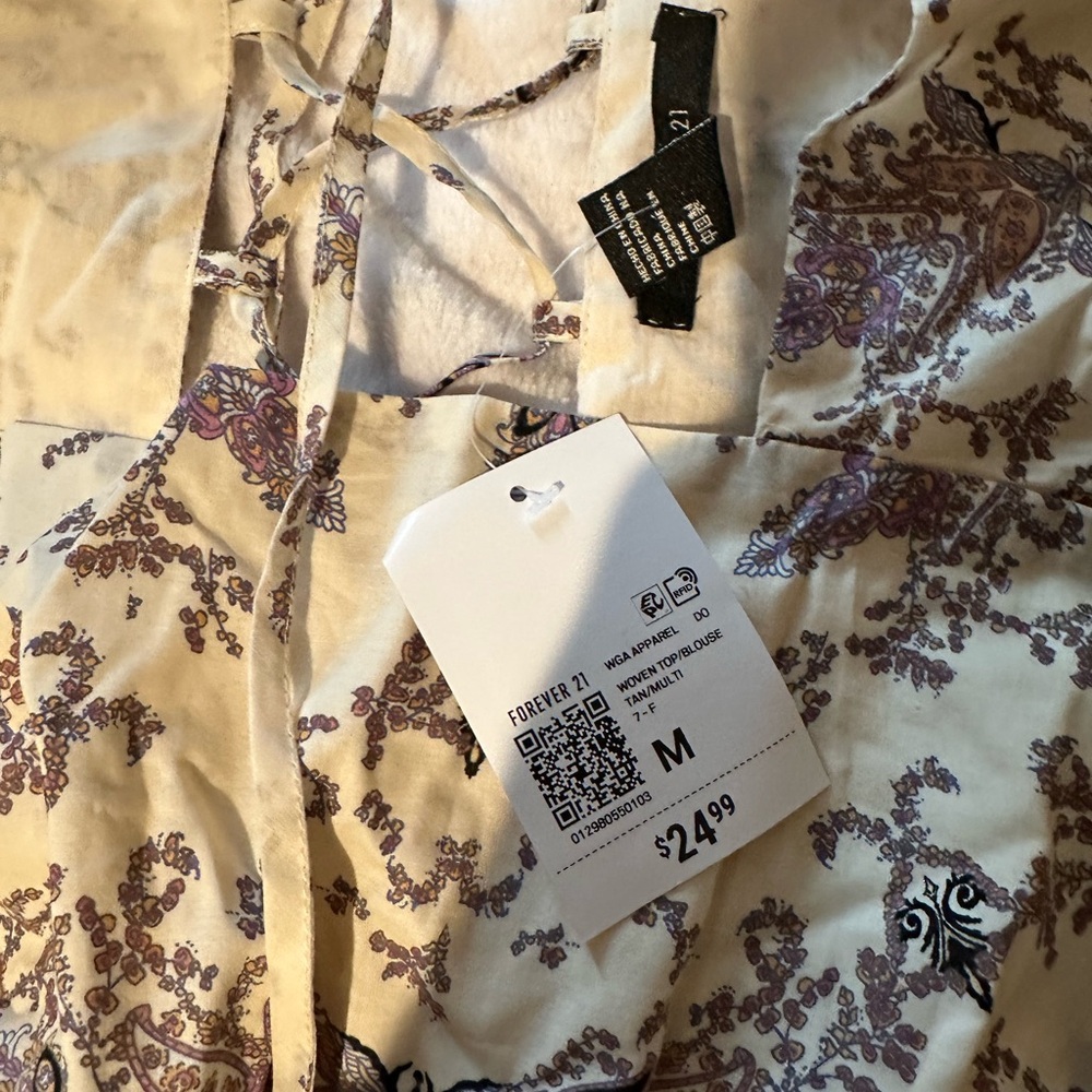 Forever 21 Cream and Purple Floral Dress
